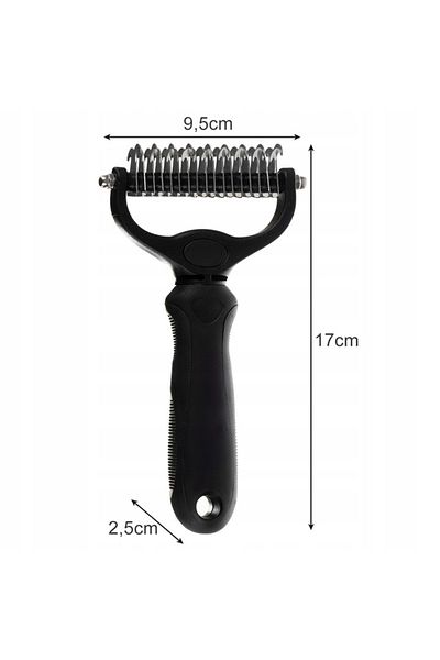 zola Trimmer brush for animals, ergonomic handle, removes unwanted hair, 17x9.5x2.5 cm, black