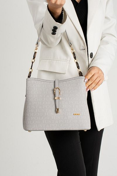 Just Polo Women's Water Resistant Adjustable Long Strap 3 Compartment Hand and Shoulder Bag Tr9502