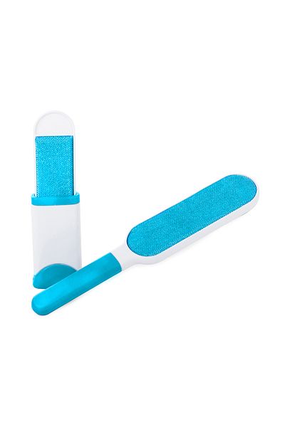 zola Set of 2 animal hair brushes for clothes, 2 sides, cleaning station, reusable, different sizes, blue