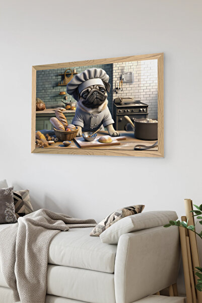Artavessa لوحة بإطار خشبي قطعة واحدة مطبوع عليها كلب MDF مقاس 48 × 33 سم - مو...