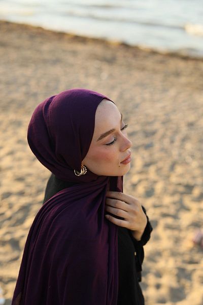 Modakaşmir Βαμβακερό σάλι Plum Neo