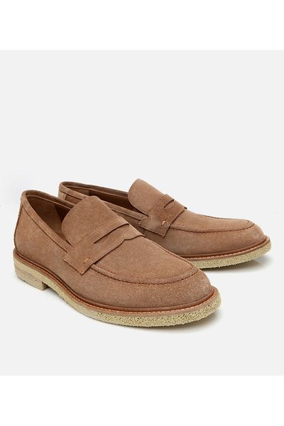 Hotiç Men's Suede Leather Tan Light Sole Loafer