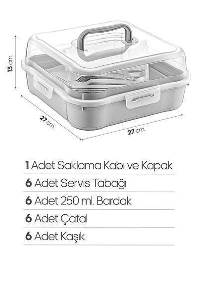 Tilbe Home Picnic Set for 6 People - Picnic Set with Bag 25 Piece Picnic Organizer Camping Gray Picnic Set