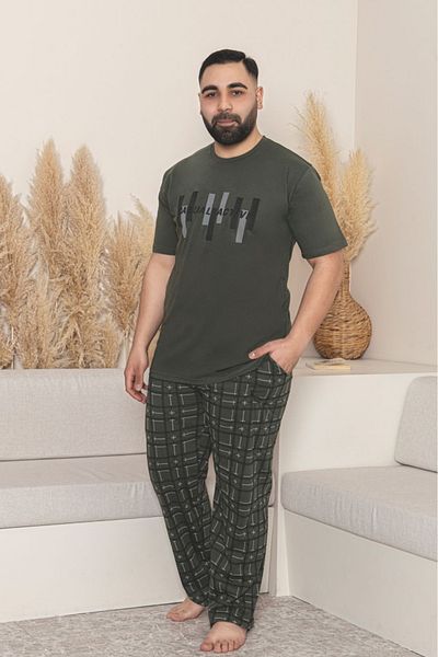 Farya Home طقم بيجامة رجالي بأكمام قصيرة وجيب قطني مقاس كبير