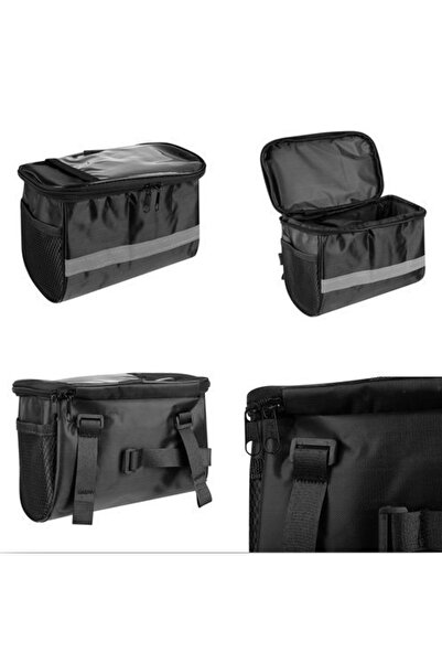 Ikonka Geanta De Bicicleta Impermeabila Cu Velcro, Negru