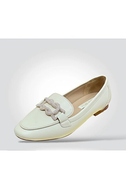 KRISTE BELL 019 BEJ TAŞLI TOKA DETAYLI GÜNLÜK KADIN BABET AYAKKABI