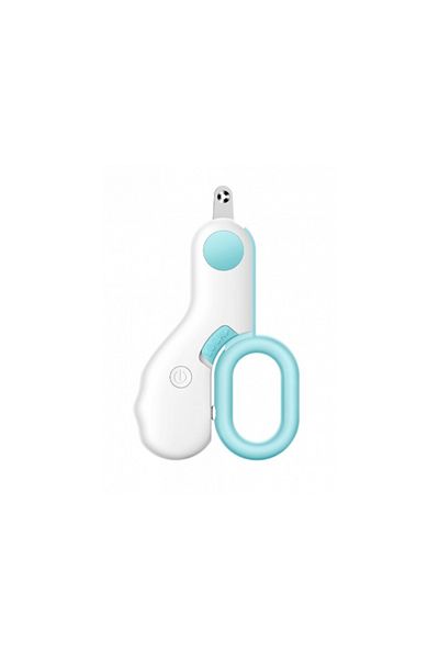 zola LED nail clippers for dogs and cats, plastic, crescent shape, 10.5x6 cm, white/blue