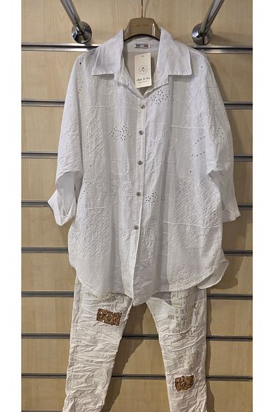 Park Moda Italian Shirt Cotton Scalloped Women's Shirt