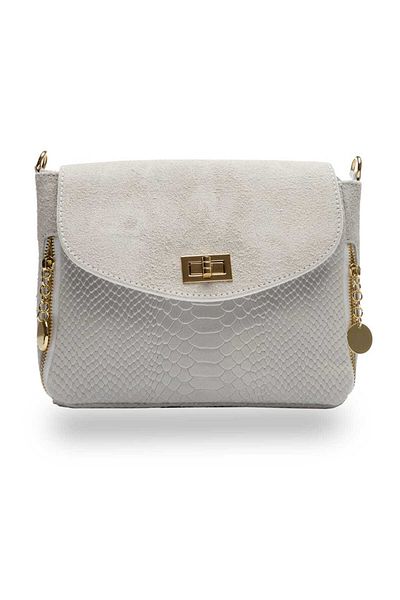 Toro Nero Women's light gray genuine leather bag Berenice