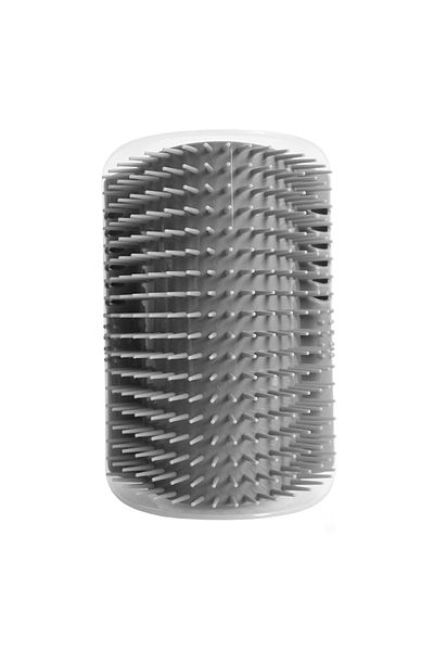 zola Cat corner brush, for massage, made of plastic, flexible bristles, gray, 15.4x8.5x4.7 cm