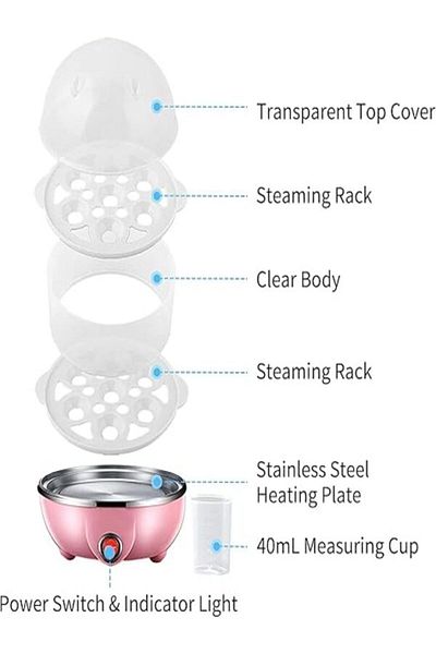 Generic 350w Double Layer Egg Boiler / Steamer, Multifunction 14 Egg Capacity With Measuring Cup
