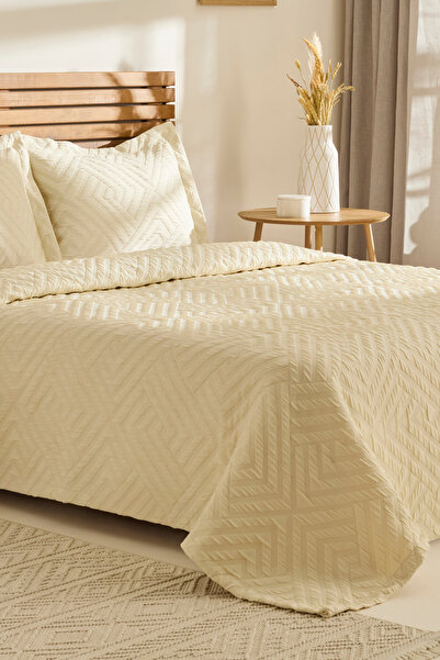 Kaşmir Home Essence Çift Kişilik Yatak Örtüsü Takımı Ekru