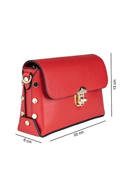 Toro Nero Women's Bag Made Of Red Genuine Leather Rosa