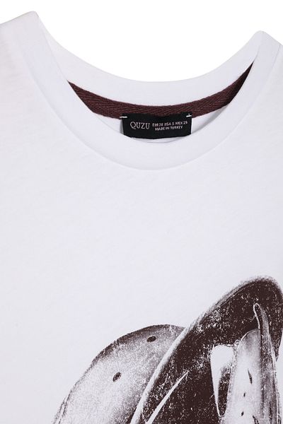 Quzu Tricou cu mânecă scurtă cu imprimeu retro alb