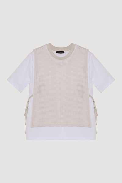 Quzu Tricou alb din tricotaje ajurate