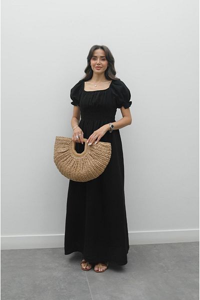 Havoş Black Balloon Sleeve Wrap Dress