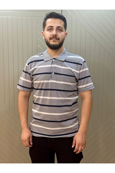 giyimcikrt POLLBRAND BOYALI ÇİZGİLİ BABA YAKALI CEPLİ TSHİRT