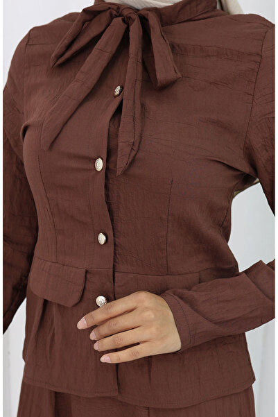 sefamerve Shirt Skirt Double Set 11309-02 Brown