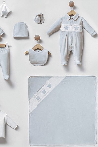 Cassiope Three Teddy Newborn Set of 10 Baby Boy with Gift Box Hospital Release