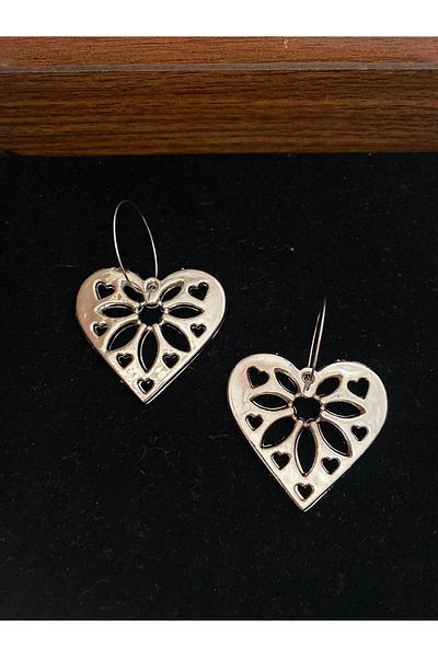 canan dizayn Flower Heart Nickel Plated Acyric Earrings Style