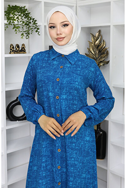 sefamerve Viskon Kumaş Boydan Düğmeli Uzun Tunik 0070-02 Parlament