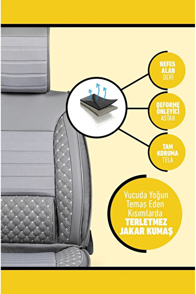 PlusOto Nissan Pulsar Compatible Plus Lux Series Gray Car Seat Cover Set of 5 P-752