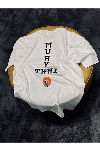Spark Collection Tricou alb Muay Thai 100% bumbac Relax Mold Crew Deck