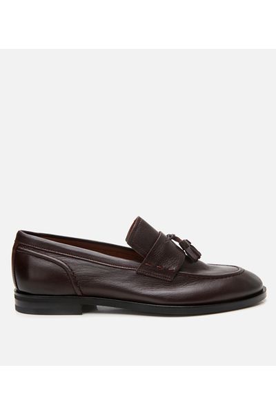 Hotiç Men's Leather Brown Tassel Detailed Classic Loafer