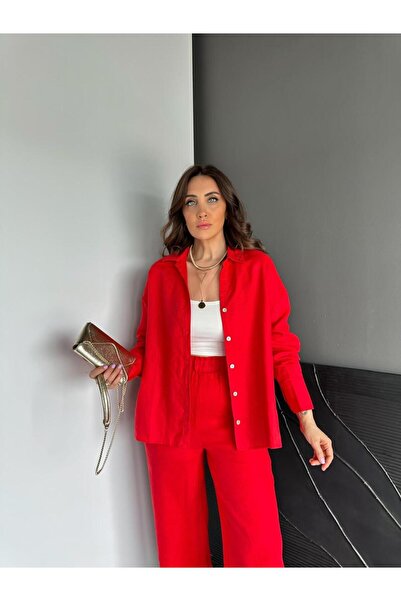 Zerrincan Giyim Kırmızı Ham Keten Orijinal Gömlek