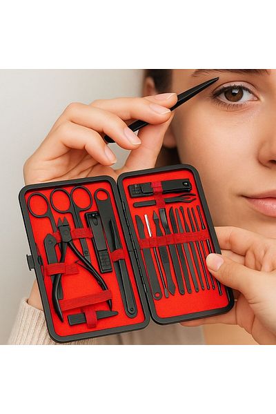 STOREMAX Lvnmblya 24 Piece Self Travel Type Manicure Pedicure Set with Leather Bag Shop Deesing 22