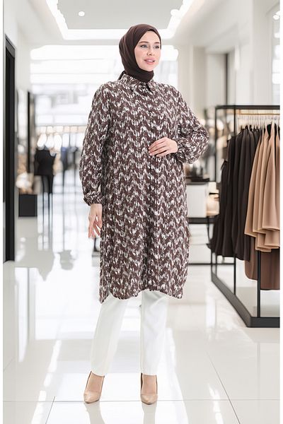 sefamerve Viscose Buttoned Tunic 992032C-02 Brown