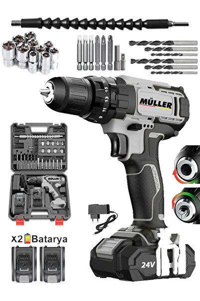 Pro Müller Germany V-power 2400 Darbeli Xr Li-ion Çift Akülü Şarjlı Vidalama Matkap