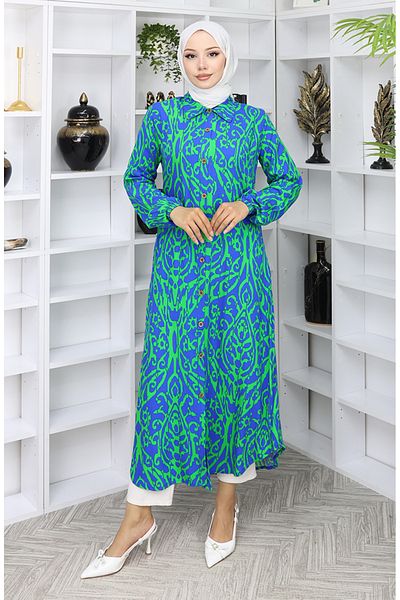sefamerve Tunica cu nasturi din tesatura din vascoza 0072-01 Saks Green