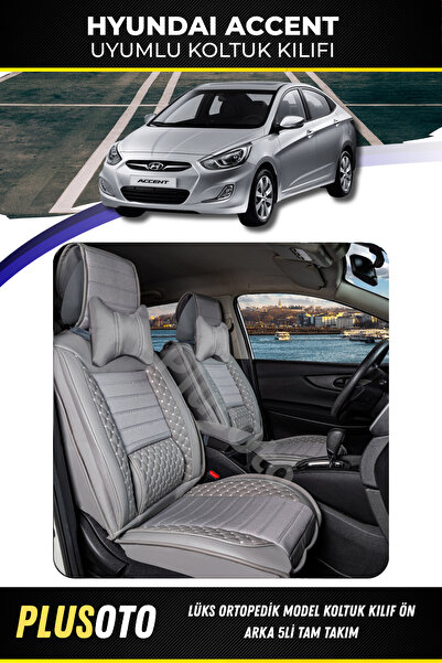 PlusOto مجموعة أغطية مقاعد السيارة باللون الرمادي المتوافقة مع Hyundai Accent...