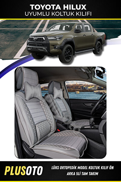 PlusOto مجموعة أغطية مقاعد السيارة باللون الرمادي المتوافقة مع سلسلة Toyota H...