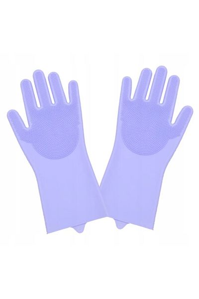 OEM Silicone Dishwashing Gloves Set with Brushes, Purple