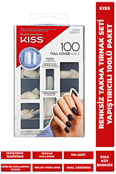 Kiss Renksiz Takma Tırnak Seti Yapıştırıcılı 100lü Paket