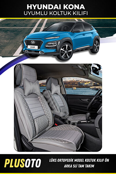 PlusOto Hyundai Kona Compatible Plus Lux Series Gray Car Seat Cover Set of 5 ...