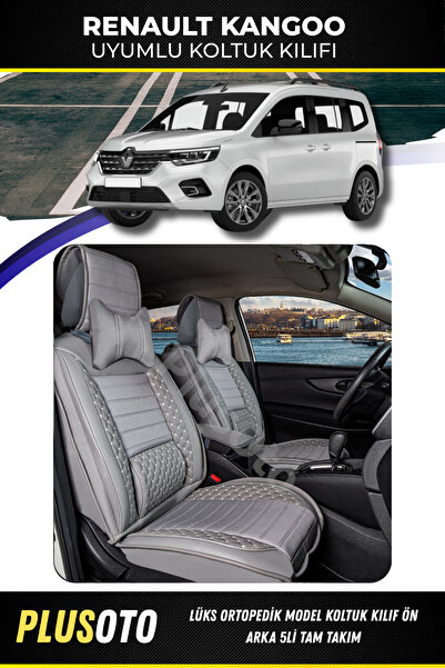 PlusOto Renault Kangoo Uyumlu Plus Lux Serisi Gri Oto Koltuk Kılıfı 5li Takım...