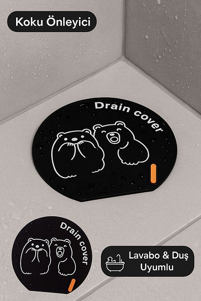 UGA İthalat 4Pcs Black Silicone Drain Covers Non-Slip Waterproof Floor Seal Insect-Proof Anti-Odor