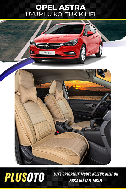 PlusOto Opel Astra Compatible Plus Lux Series Beige Car Seat Cover Set of 5 P-64