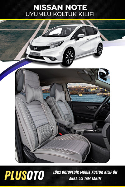 PlusOto مجموعة غطاء مقعد السيارة باللون الرمادي المتوافق مع Nissan Note Plus ...