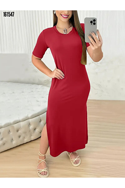 Modayakamoz Ženska Viskoza haljina kratkih rukava okrugla kragna Prorez sa st...