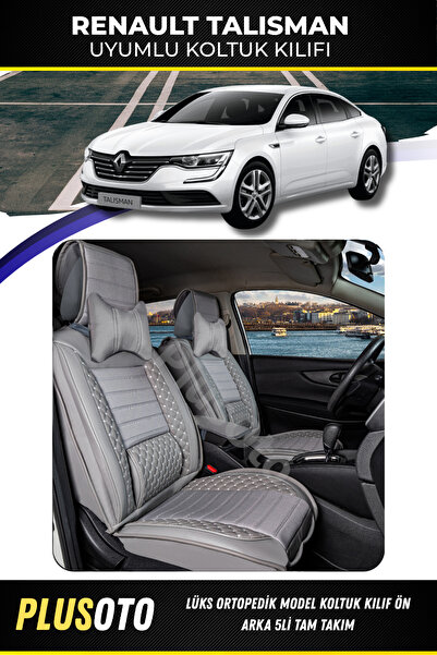 PlusOto مجموعة غطاء مقعد السيارة باللون الرمادي المتوافق مع Renault Talisman ...