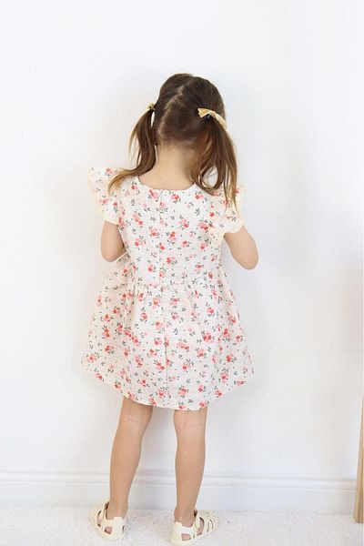 Çocuksan Baby&Kids Wear Rochie roșie de vară cu fundă florală pentru fete - rochie casual cu mâneci scurte 3-6 ani