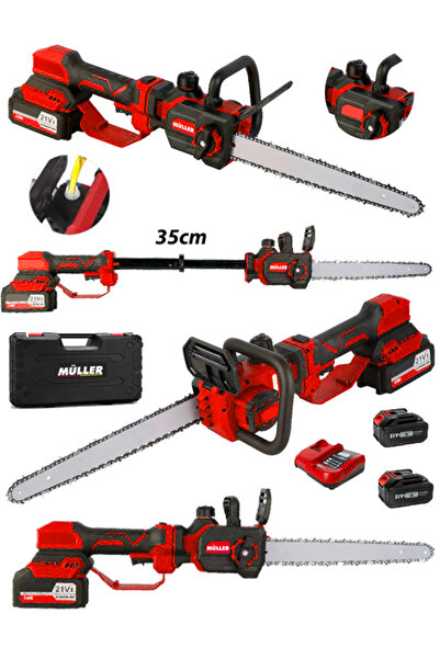 Pro Müller Alman 21 V Metal Şanzıman Çift Akülü 2 Kademeli Teleskopik Odun Ah...