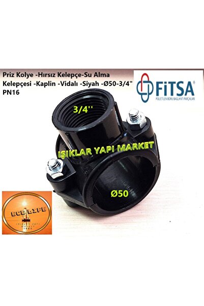 ece life Priz Kolye -Hırsız Kelepçe-Su Alma Kelepçesi -Kaplin -Vidalı -Siyah -Ø50-3/4" PN16