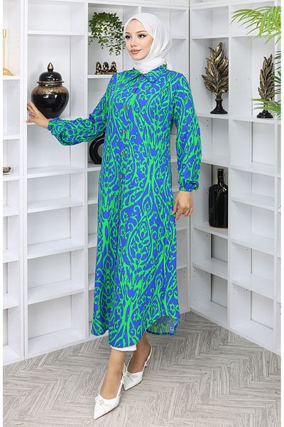 sefamerve Tunica cu nasturi din tesatura din vascoza 0072-01 Saks Green