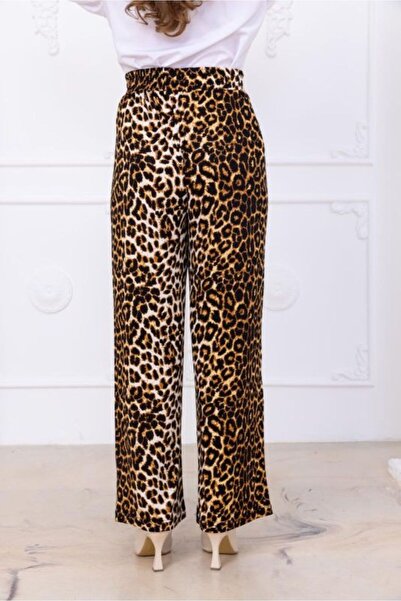BARG FASHION Leoparlı Yazlık Rahat Beli Lastikli Pantolon
