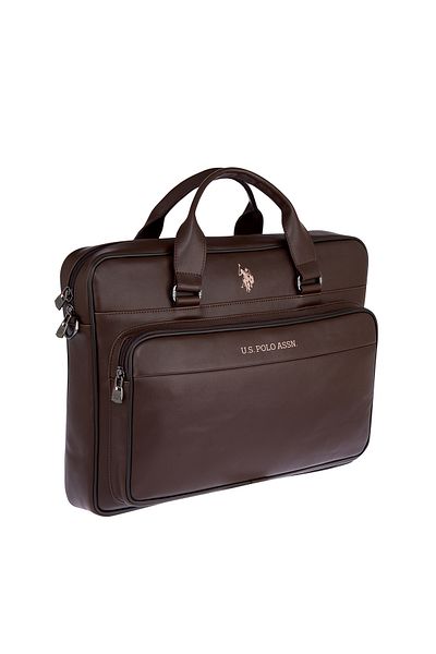 U.S. Polo Assn. Чанта за лаптоп US Polo Assn 25041-25042, куфарче с презрамка, КАФЯВА